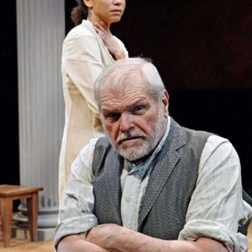 Brian Dennehy and Gloria Reuben in The Public Theater production of CONVERSATIONS IN TUSCULUM, Written and Directed by RICHARD NELSON, Starring Brian Dennehy, Joe Grifasi, Aidan Quinn, Gloria Reuben, David Strathairn and Maria Tucci, Scenery by Thomas Lynch, Costumes by Susan Hilferty, Lighting by Jennifer Tipton, Original Music and Sound by John Gromada.