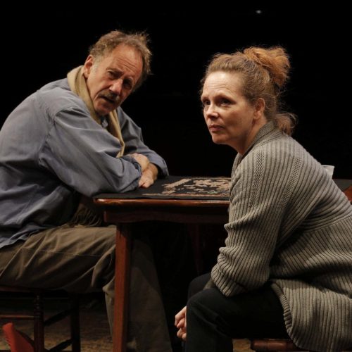 Jon DeVries and Maryann Plunkett in Sorry, written and directed by Richard Nelson, a Public Lab production running through November 18 at The Public Theater at Astor Place. Photo Credit: Joan Marcus.